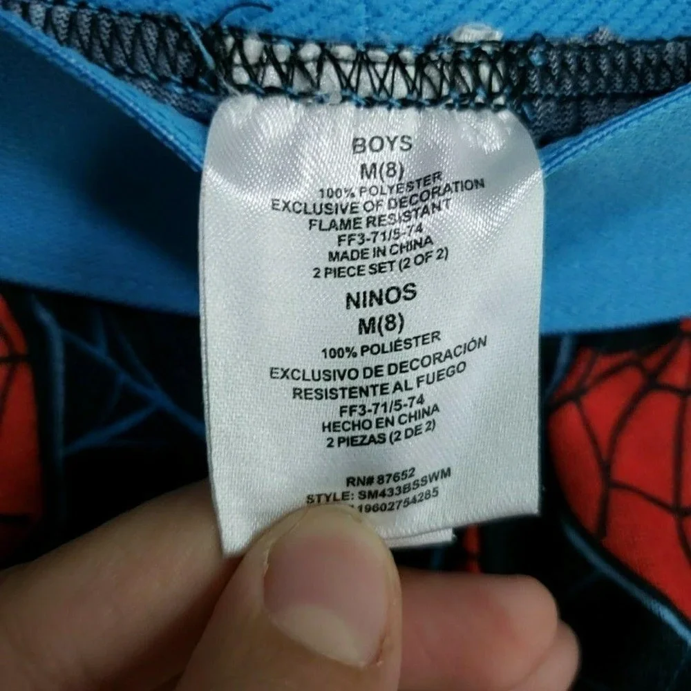 Marvel Spider-Man Sleep Shorts Boys 8 Black Flame Resistant Jersey Sleepwear
